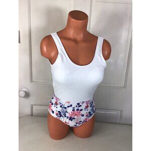 White Floral Swimsuit One Piece Womens Small NEW
